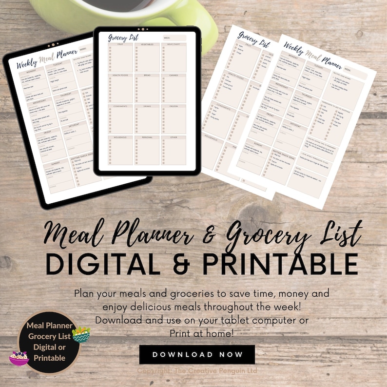 My Feel Good Notes, meal planner grocery list template pdf png goodnotes. Neutral Minimal Beige White. Printable Planner. Breakfast, Lunch, Dinner iPad. Tablet. Shopping List. Ingredients. Notes. Brainstorm. Weekly. Canned, frozen, pantry, drinks.