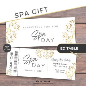 Spa Day Geschenkkarte, druckbares Zertifikat, bearbeitbarer Gutschein, sofortiger Download, personalisierte Überraschung Pediküre, Entspannungserlebnisticket
