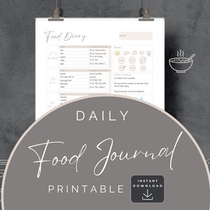 Daily Food Journal Printable, Meal Planner, Food Diary, Undated Health Fitness Tracker, Calorie Counting, Weekly Nutrition Log, Mood, Sleep