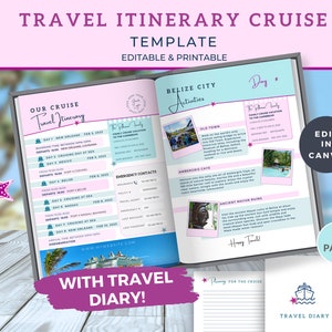Travel Agent Cruise Itinerary, Caribbean Template, Planner Printable, Proposal, Editable Canva, Vacation Guide, Packing List, Invitation