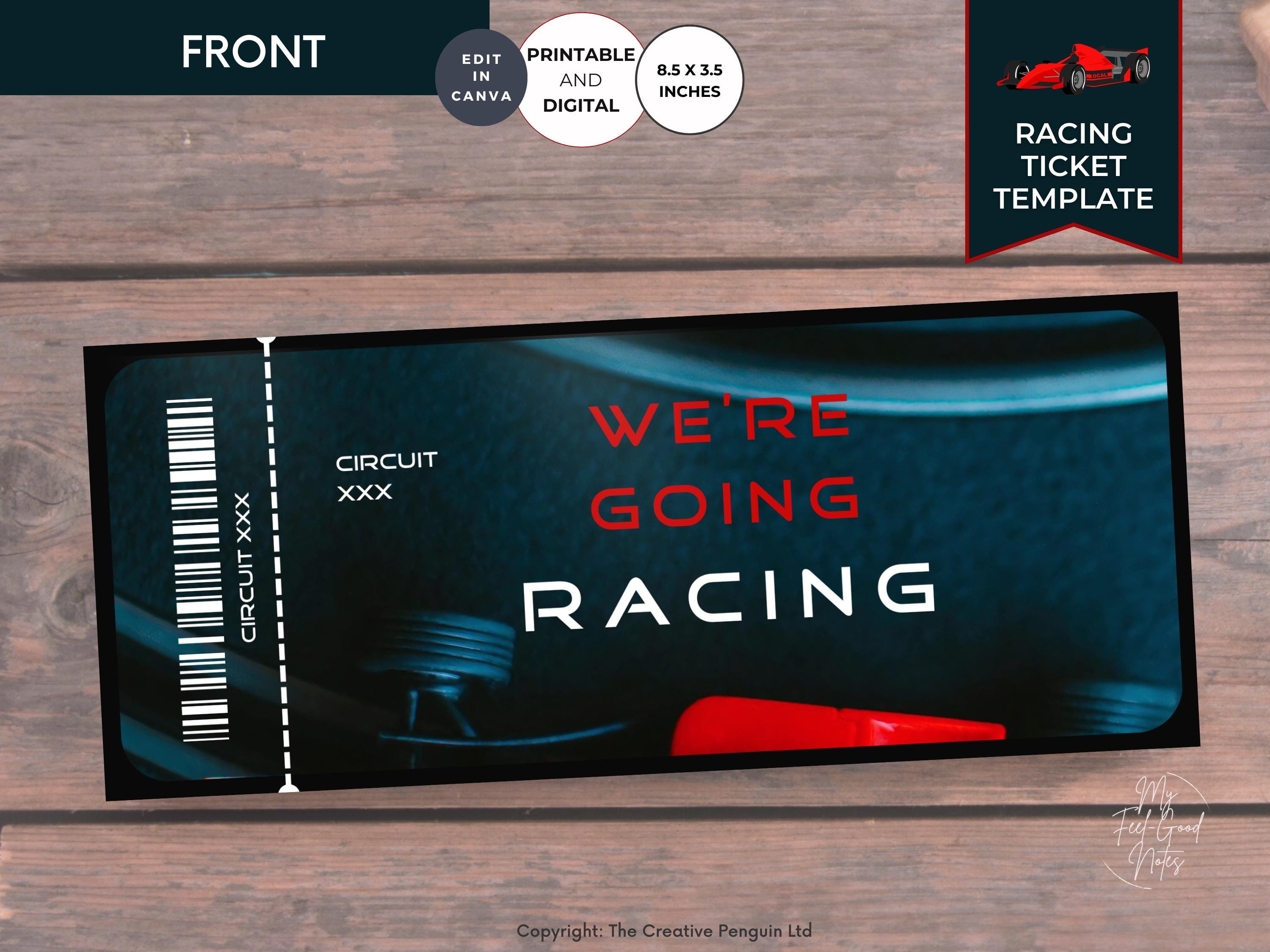 Car Racing Tickets, Race Car Template, Car Motorsport, Gift Certificate ...