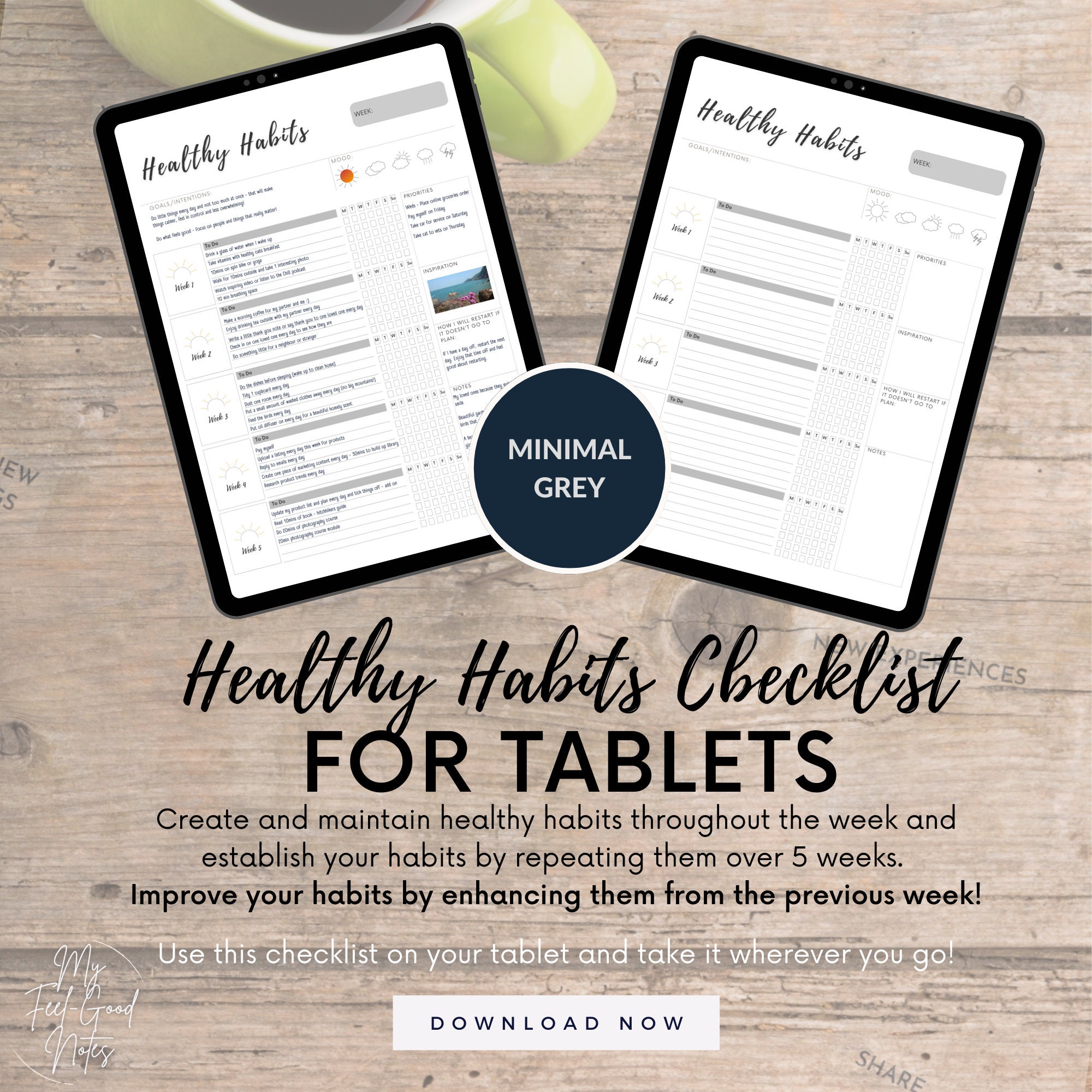 Habit Tracker Template Goodnotes Digital Planner Weekly Habit Healthy ...