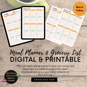 My Feel Good Notes, meal planner grocery list template pdf png goodnotes. Neutral Beige Yellow Blue. Printable Planner. Breakfast, Lunch, Dinner iPad. Tablet. Shopping List. Ingredients. Notes. Brainstorm. Weekly. Canned, frozen, pantry, fruit, veg.