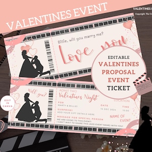 Valentines Day Boarding Pass, Trip Reveal Ticket Gift, Travel Printable, Wedding Surprise Vacation Template, Flight Coupon, Canva Editable
