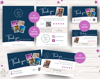 Editable Business Thank You Cards, Travel Agent Review Request (Canva Template)