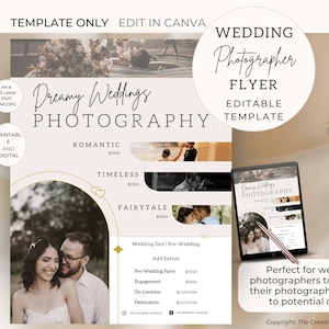 Wedding Photographer Pricing List, Photography Price Guide Template, Photoshoot, Canva Editable, Boho Minimalist, Photo Marketing Neutral