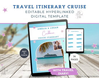 Digital Cruise Itinerary Template, Editable Vacation Planner, Customizable Trip Schedule, Caribbean, Packing List, Mobile Travel Guide Canva