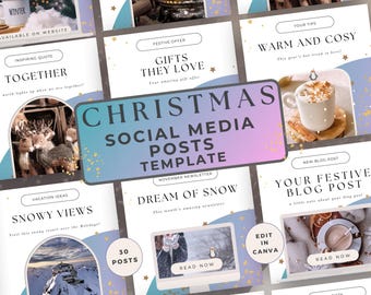 Christmas Social Media Posts, Editable Canva Templates, Holiday Stories, Xmas Sale, Engagement Posts, Content Manager, Festive Marketing