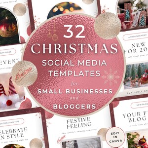 Sociale media-berichten voor Kerstmis voor bedrijven, bewerkbare Canva-sjabloon voor vakantieverhalen, Instagram-betrokkenheidsbooster, boeiende marketing