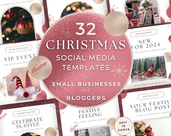 Christmas Social Media Posts for Business, Holiday Stories Editable Canva Template, Instagram Engagement Booster, Engaging Marketing