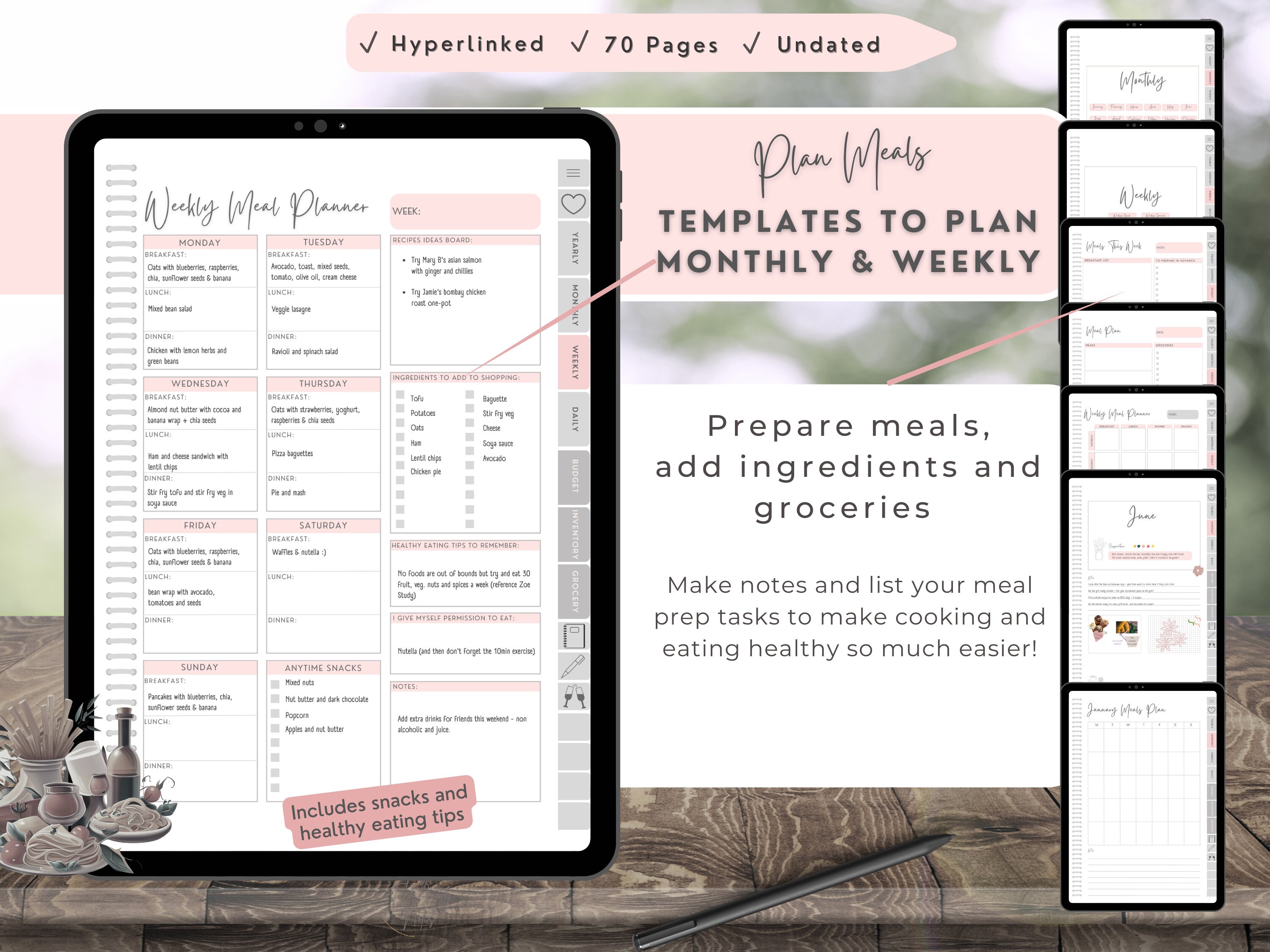 Digital Meal Planner and Recipe Book Goodnotes, Hyperlinked Meal Prep ...