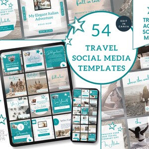 Travel Agent Social Media Posts Template, Blogger Content, Agency Marketing Branding Kits, Canva Editable Influencer Vacation