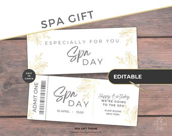Cadeaubon spadag, afdrukbare voucher, bewerkbare kaart, direct download, gepersonaliseerde verrassingspedicure, ticket ontspanningservaring