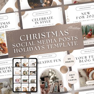 Post di Natale sui social media per aziende, modello Canva modificabile per storie di vacanze, potenziamento del coinvolgimento di Instagram, marketing coinvolgente minimo