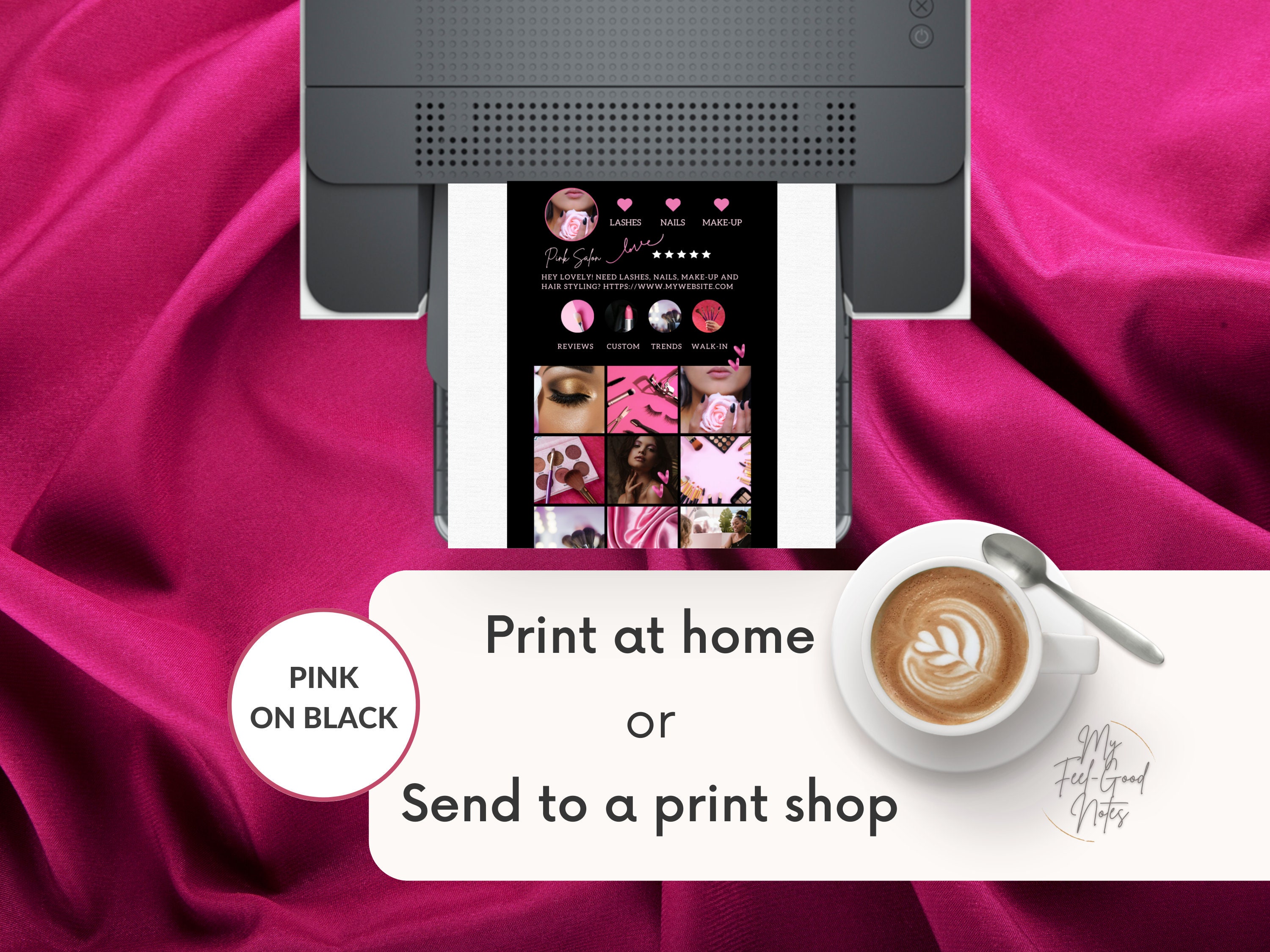 Photos QR Code Business Card, Vertical Pink Canva Template, Beauty ...