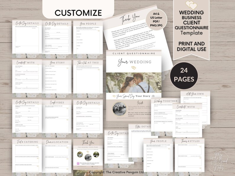 Wedding Planner Questionnaire for Clients, Onboarding Template