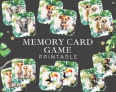 Memory Card Games for Children, PreSchool Montessori Printable, Matching Safari Animals Activity, Kids Forest Flashcard, Instant Download