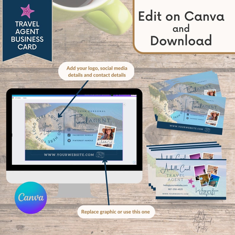 Travel Agent Business Cards Template Travel Consultant Etsy