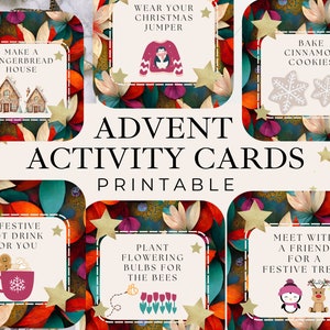 Advent Activity Cards for Kids Printable DIY Calendar Activities, Christmas Countdown, Instant Download Customize, Labels, Gift Tags