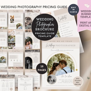 Wedding Photographer Brochure Template, Photography Pricing Guide, Client Welcome, Canva Editable Price List, Marketing Flyer Magazine