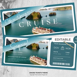 Boarding Pass Cruise, Surprise Printable Ticket Template, Canva Editable Gift, Travel Vacation Reveal, Wedding Invitation, Instant Download