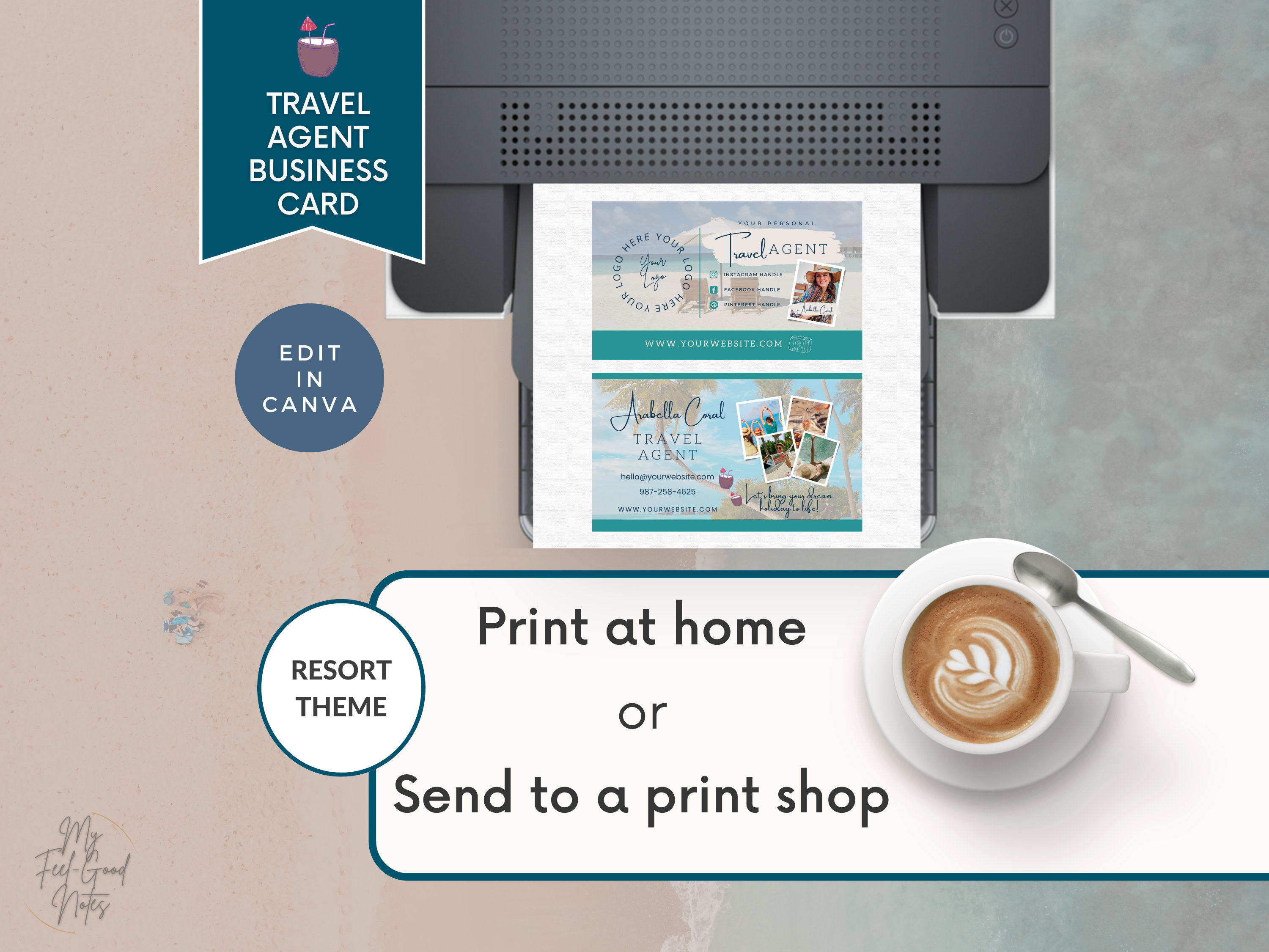 Travel Agency Business Cards Template, Travel Advisor Agent, Canva ...