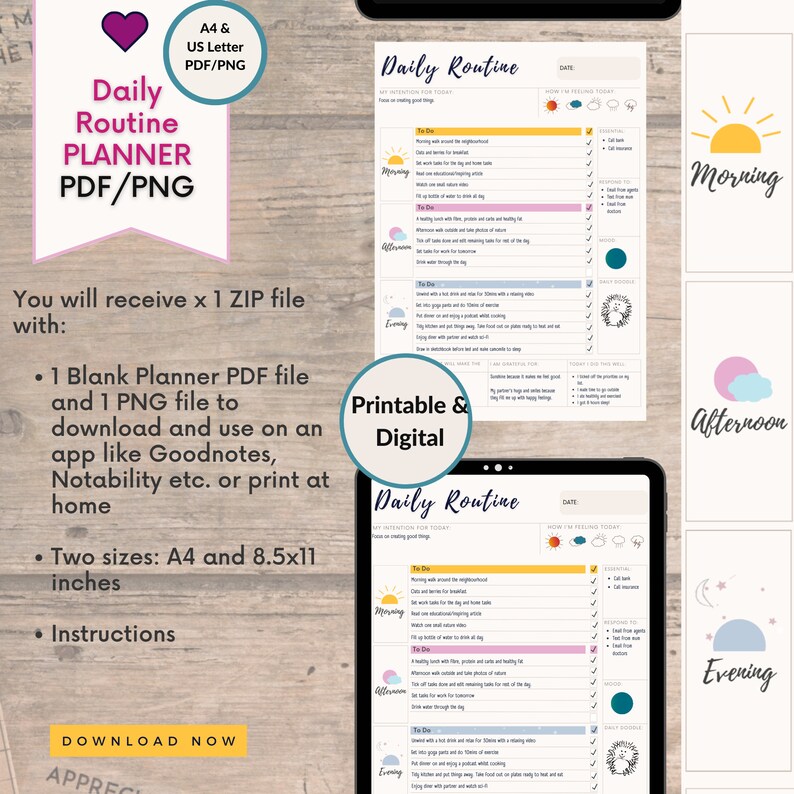 Daily Routine Checklist Adult Goodnotes | Daily Routine Planner PDF ...