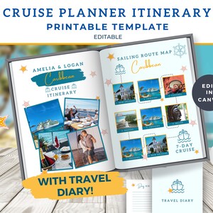 Cruise Planner Printable, Travel Itinerary Template PDF, Packing List, Editable Canva, Traveling Guide, Vacation Digital Organizer, Tracker