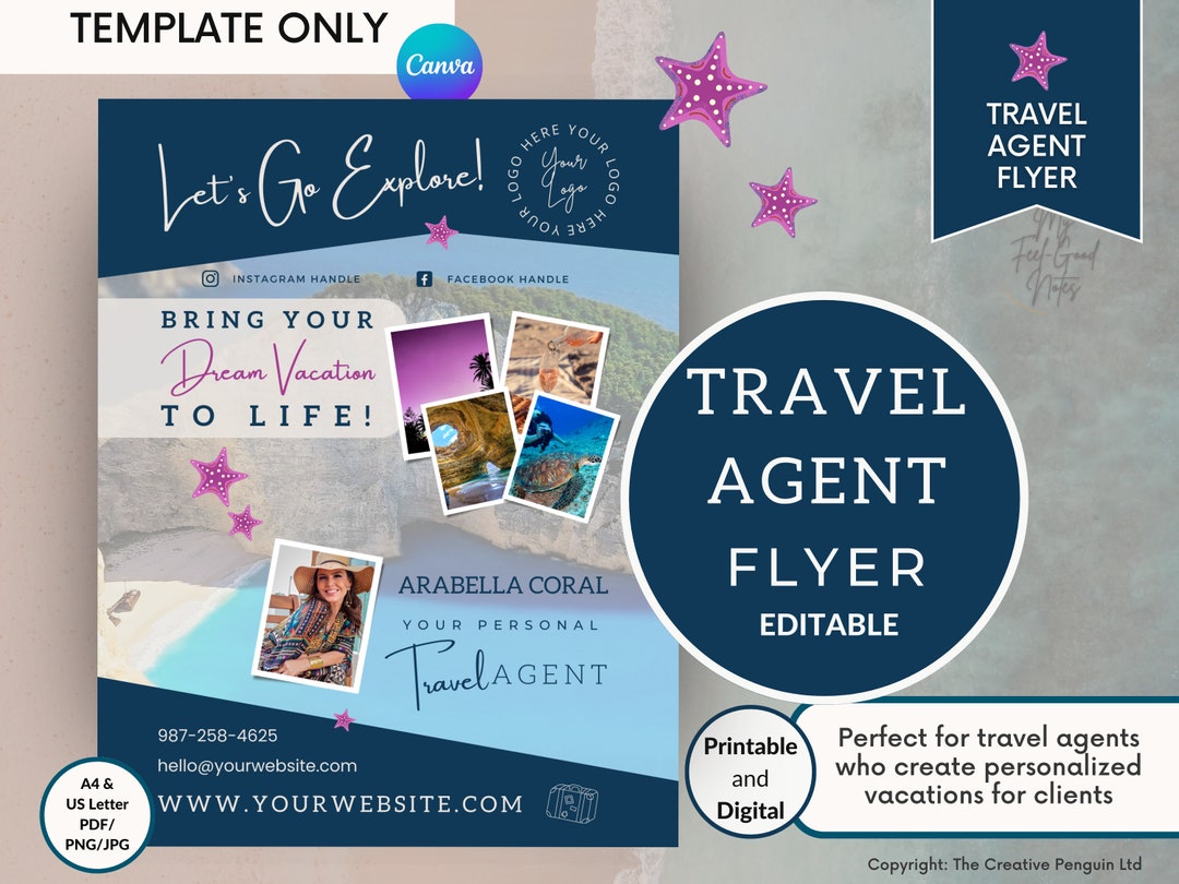Travel Agent Flyer Template Social Media Content Travel - Etsy