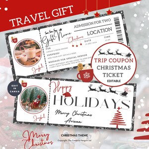 Trip Coupons for Kids, Boarding Pass Instant Download, Personalised Christmas Gift, Editable Template, Canva Printable, Surprise Ticket