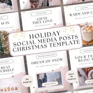 Holiday Social Media Post, Christmas Templates, Engagement Booster Content Bundle, Social Media Manager, Editable Canva, Blogger Marketing
