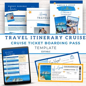 Travel Itinerary Cruise Template, Editable Canva Agent, Traveling Guide, Ticket PDF, Voucher Gift, Boarding Pass, Vacation Digital Organizer