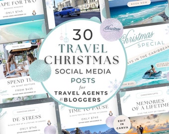Travel Agent Content Posts, Social Media Canva Stories, Christmas for Business, Instagram Holiday Marketing Editable Template, Engagement