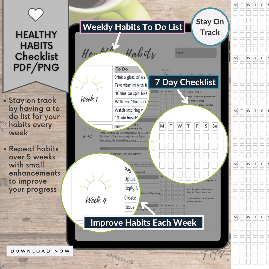 Habit Tracker Template Goodnotes | Digital Planner | Weekly Habit ...