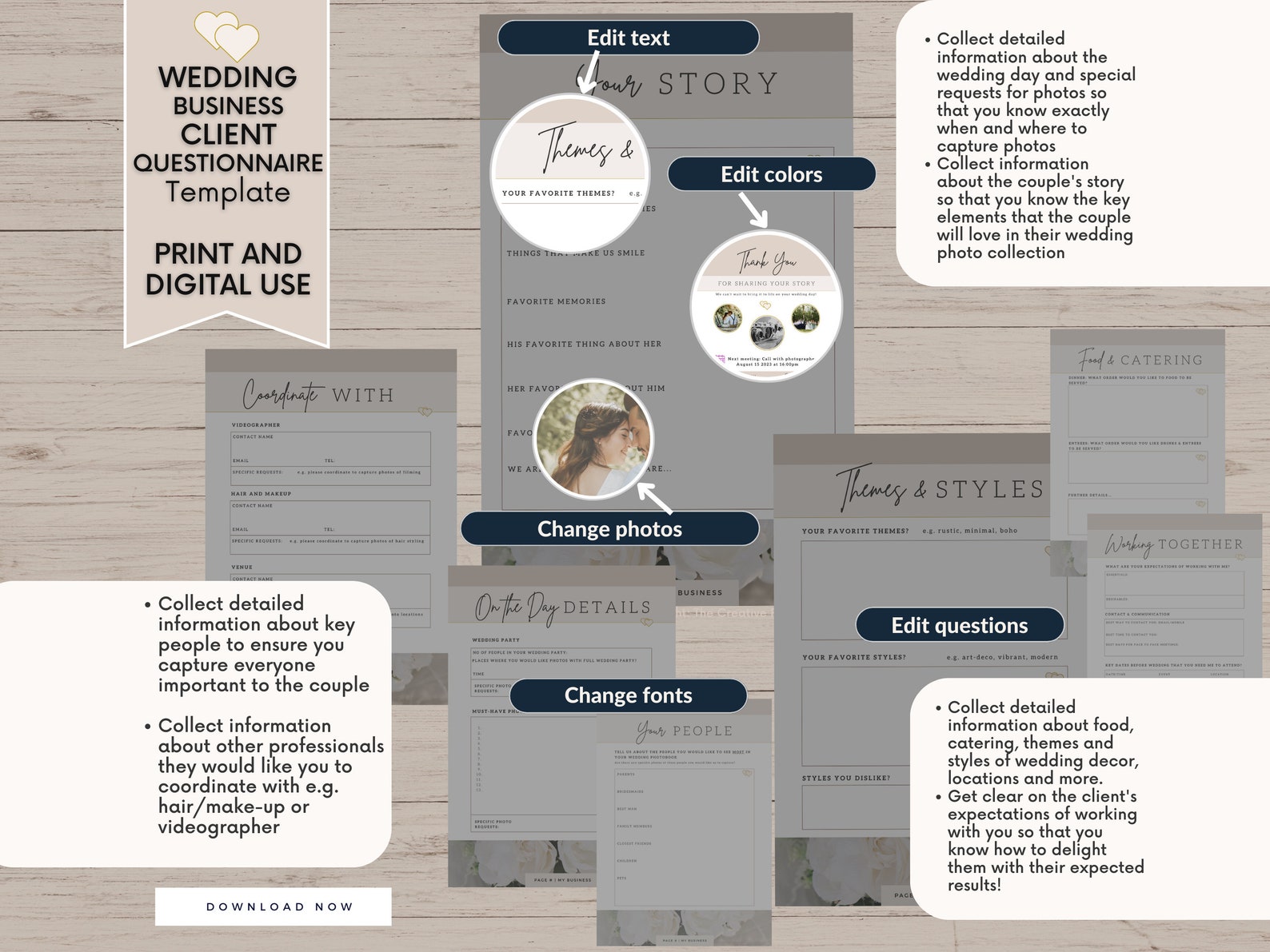 Wedding Planner Questionnaire for Clients, Onboarding Template