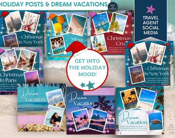 Travel Social Media Posts Christmas, Canva Template Editable Vacation, Agent Business Blog, Brand Kits, Marketing Content Flyer, Destination