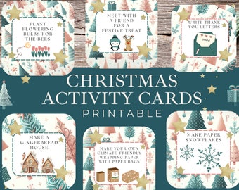Printable Advent Activity Cards, Christmas DIY Calendar Activities, Festive Countdown, Kids, Instant Download Customize, Labels, Gift Tags