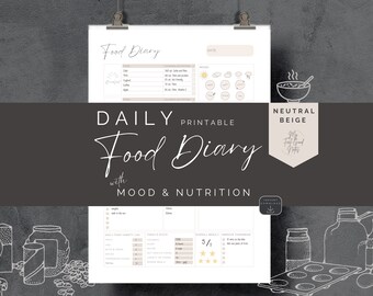 Daily Food Journal Printable, Meal Planner, Food Diary, Undated Health Fitness Tracker, Calorie Counting, Weekly Nutrition Log, Mood, Sleep
