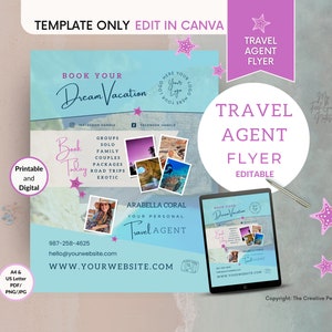 Travel Agent Flyer Template, Cruise Vacation Agency, Girls Trip, Diy E-Flyer, Social Media, Canva Editable, Photo Marketing Logo