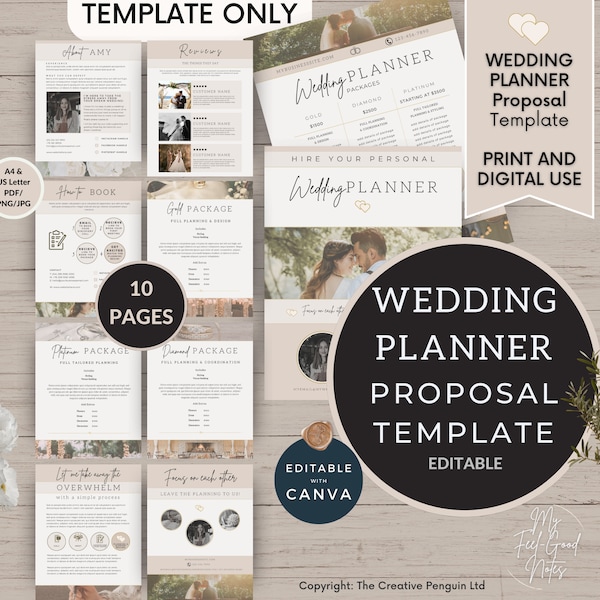 Pricing Guide Wedding Planner Prices Packages | Canva Template | Price Sheet Modern | Aesthetic Boho | Editable Client Branding