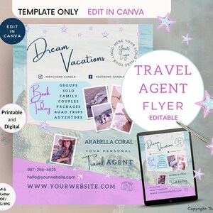 Travel Agent Flyer Template, Cruise Vacation Agency, Girls Trip, Diy E-Flyer, Social Media, Canva Editable, Photo Marketing Logo