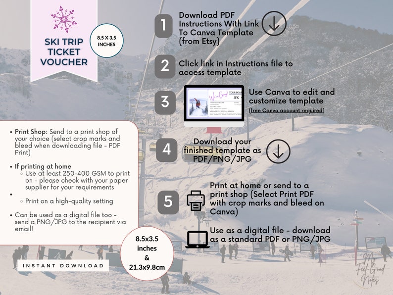 Lift Ticket Example.pdf Skiing Trip Surprise Ticket, Vacation Editable Canva Template, Ski Lift ...