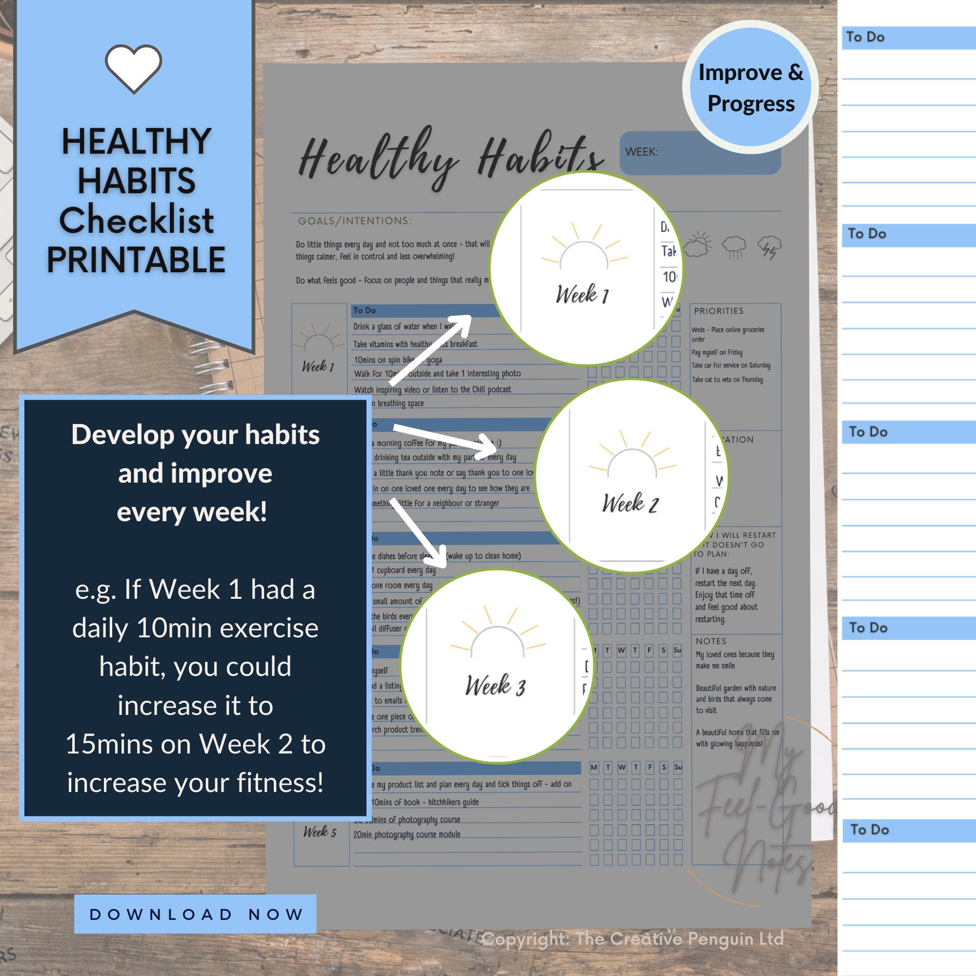 Healthy Habits Tracker Printable | Daily Checklist Blue Sky Planner ...