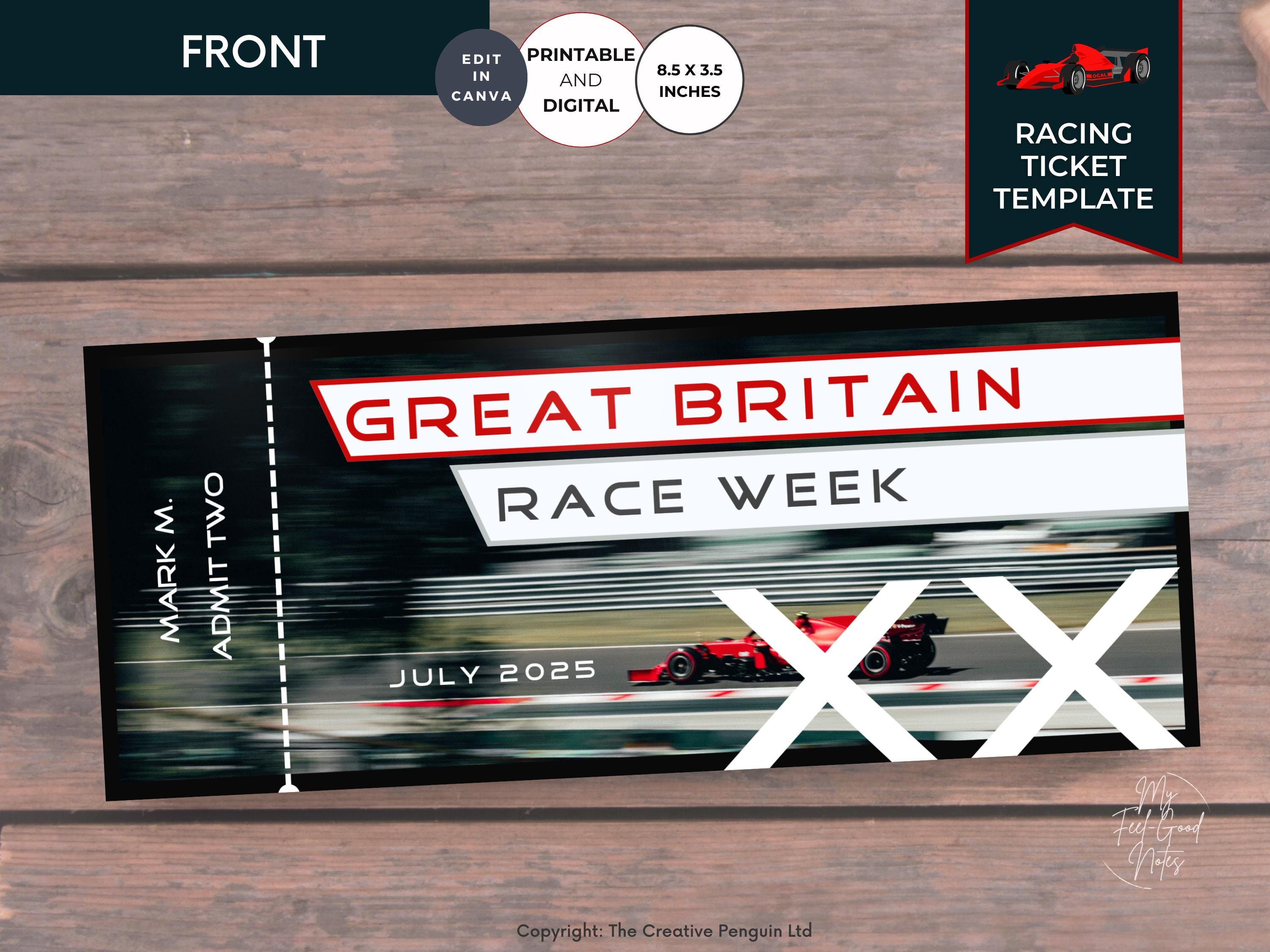 Race Car Tickets, Racing Template, Motorsport, Gift Certificate ...