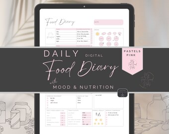 Food Digital Journal, Daily Planner Goodnotes, Undated Fitness Tracker, Meal Plan Template, Calorie Counting, Weekly Food Log Diary