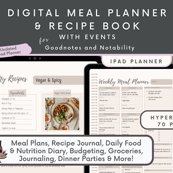 Meal Planner Journal - Etsy