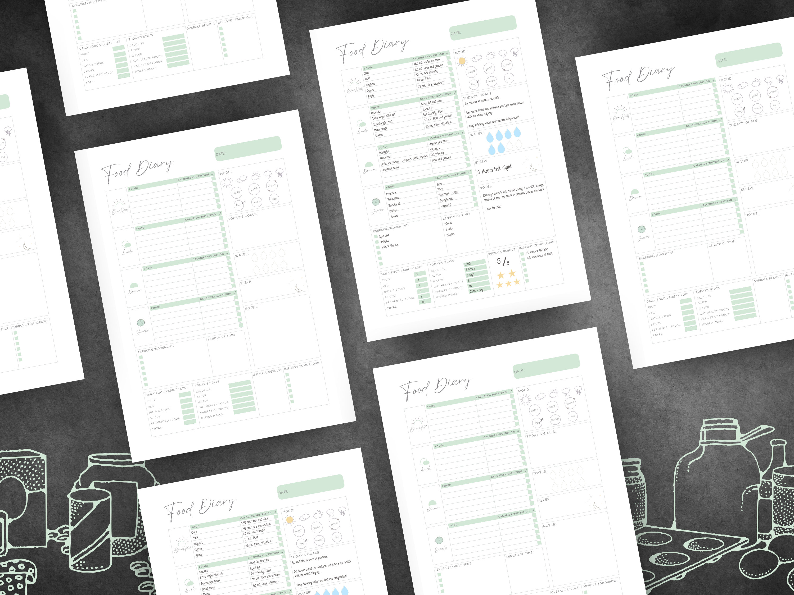 Printable Food Diary Journal Template Daily Meal Planner - Etsy