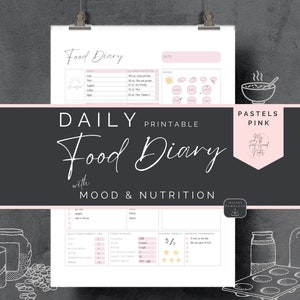 Daily Food Journal Printable, Meal Planner, Food Diary, Undated Health Fitness Tracker, Calorie Counting, Weekly Nutrition Log, Mood, Sleep