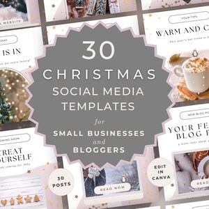 Post sui social media per le festività, modelli natalizi, bundle di contenuti per aumentare l'impegno, gestore dei social media, Canva modificabile, marketing per blogger