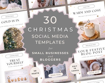 Holiday Social Media Post, Christmas Templates, Engagement Booster Content Bundle, Editable Canva, Blogger Marketing